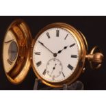 Late 19th century 18ct gold half hunter keyless "Kew A" lever watch, Fredk Berry - 130 Jermyn