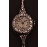 First half of 20th century platinum and diamond set ladies cocktail watch, the unsigned movement