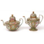 Fine quality Chinese Canton porcelain teapot and a matching coffee pot, decorated in typical famille