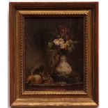 ATTRIBUTED TO GEORGE LANCE (1802-1864, BRITISH) Still life of mixed flowers in a vase with platter