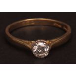 Late 20th century 18ct gold and diamond solitaire ring, the round brilliant cut diamond (0.35ct app)