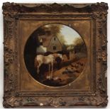 JOHN FREDERICK HERRING (1795-1865, BRITISH) Farmyard scene with horses, pigs etc oil on canvas,