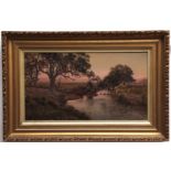 JAN HENDRIK SCHELTEMA (1861-1938, DUTCH) Australian River Landscape with Cattle Watering oil on