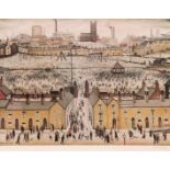*LAURENCE STEPHEN LOWRY, RA (1887-1976, BRITISH) "Britain at Play" coloured print, Guild blind stamp