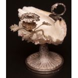 Unusual George III taper stick, the chased spreading circular foot with acanthus leaf detail and