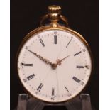 Late 19th/early 20th century Swiss open faced keyless fob watch, the frosted gilt and jewelled