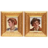 ADRIANO BONIFAZI (1858-1914, ITALIAN) Head and shoulder portraits of young children pair of oils
