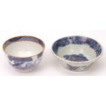 Mixed Lot: two 18th century Chinese blue and white porcelain bowls, the first decorated with a