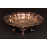Edward VII Art Nouveau footed table bowl, of lobed circular form with polished centre and raised