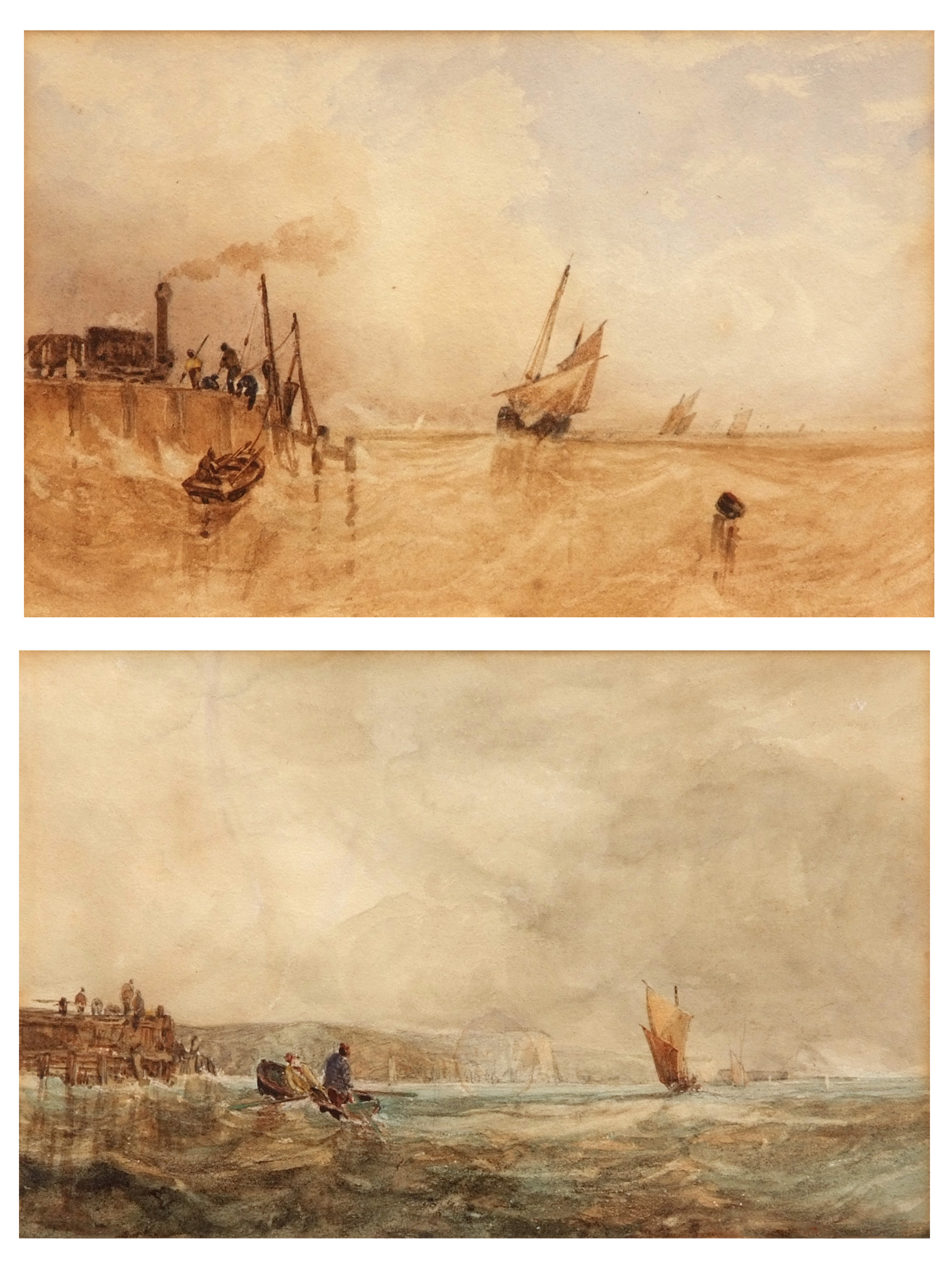 THOMAS LOUND (1803-1861, BRITISH) Seascapes pair of watercolours 5 1/2 x 8 ins (2)