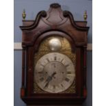 Mid-19th century mahogany and boxwood line inlaid musical 8-day longcase clock, the arched hood with
