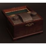 19th century mahogany tea caddy of rectangular form, the ogee top over a fitted interior with