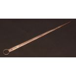 George III meat skewer, of plain tapering bladed form with ring suspension, initialled, length 13