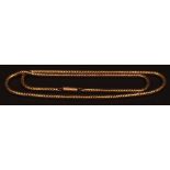 Yellow metal snake link chain of uniform design, polished finish with a barrel clasp, 560mm long,
