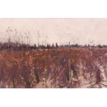 *GEOFFREY LEFEVRE (CONTEMPORARY, BRITISH) "Brown Winter Landscape" watercolour, signed and dated