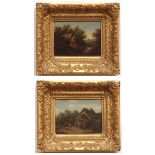 EAST ANGLIAN SCHOOL (19TH CENTURY) County Landscapes pair of oils on panel 6 x 8 ins (2)