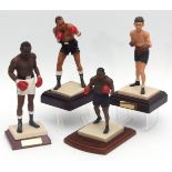 Four various Art of Sport single boxing figures, includes Jimmy Wilde and Sonny Liston together with