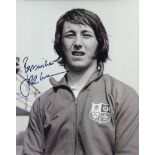 Signed monochrome photograph of John Peter Rhys Williams (born 1949), inscribed in blue ink "Best