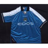 Manchester City Football Shirt, signed by Noel Gallagher (Oasis)