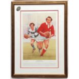 Coloured limited edition print by Gary Keane depicting Gareth Edwards (the former Wales British