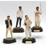 Four Art of Sport cricketing figures: Colin Cowdrey (England 1954-75); Sachin Tendulkar (India);