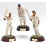 Three Art of Sport cricketing figures: Ian Botham (England 1977-89); David Gower (England 1978-