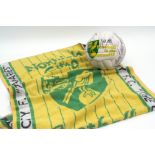 Norwich City signed football, circa 1990s, together with a towel (2)