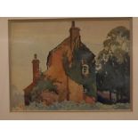 Philip Collingwood Priestley, watercolour, Country cottage, 10 x 14ins