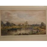 Henry "Loopey" Bright, signed watercolour, Norfolk River View, 11 x 20ins