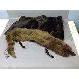 Brown mink stole together with a faux fur shrug (2)