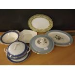 Royal Doulton Rose Elegans oval platter, together with two tureens (one lacking cover), Royal