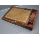 19th century rosewood writing box, with mother-of-peal inlay, with fitted interior, 12" wide x 9"