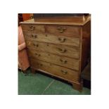 Georgian mahogany large two over four full width drawer chest with brass swan neck handles, raised