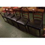 Set of five (4 + 1) 19th century mahogany dining chairs, with curved bar backs, front tapering