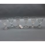 Group of six various cut glass wine glasses, 5 ins