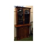 Victorian mahogany glazed bookcase cabinet with two glazed doors, adjustable shelf, single drawer