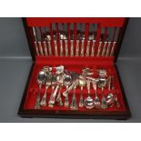 Teak cased silver plated Kings pattern setting for eight people, (incomplete)