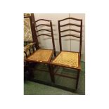 Edwardian mahogany ladder-back pair of bedroom chairs with cane seats and tapering square legs