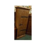 Modern rustic pine arch top single door cupboard with heavy metal hinges and latch, 24ins x 15ins