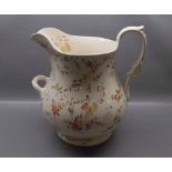 Extremely large 19th century Wedgwood water jug, with printed floral decoration, with front handle