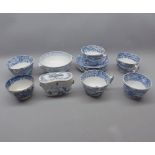 Group containing Copeland Spode Italian decorated tea cups and saucers comprising 5 saucers, 3 cups,