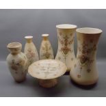 Group: quantity of Crown Devon Fieldings wares, to include pair of large waisted vases with rose and