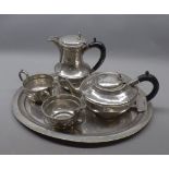 English pewter tea set and tray