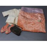 Various slippers, child's clothing, vintage purse etc