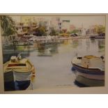 Arthur Gilpin, signed and inscribed "Crete 94", watercolour, "Aghios Nicolaos Harbour", 10 x 14ins