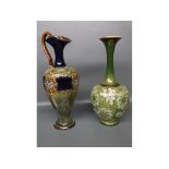 Royal Doulton stoneware ewer, and a further Slater's spill vase, both approx 10 1/2" high