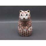 Royal Crown Derby bone china paperweight in the form of a marsupial, lacking stopper, 4ins tall