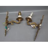 Pair of late 20th century cast brass wall light fittings