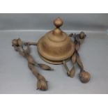 Victorian brass hanging lamp holder, with two (of three) hangers