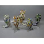 Group of five 20th century Murano glass fish ornaments, the largest 8 1/2 ins tall (5)